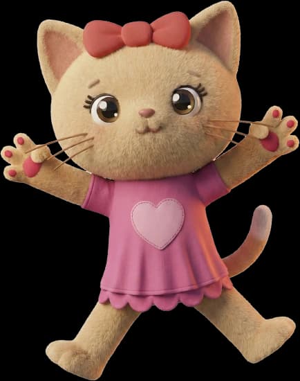 pembe elbiseli kedi miya zıplarken